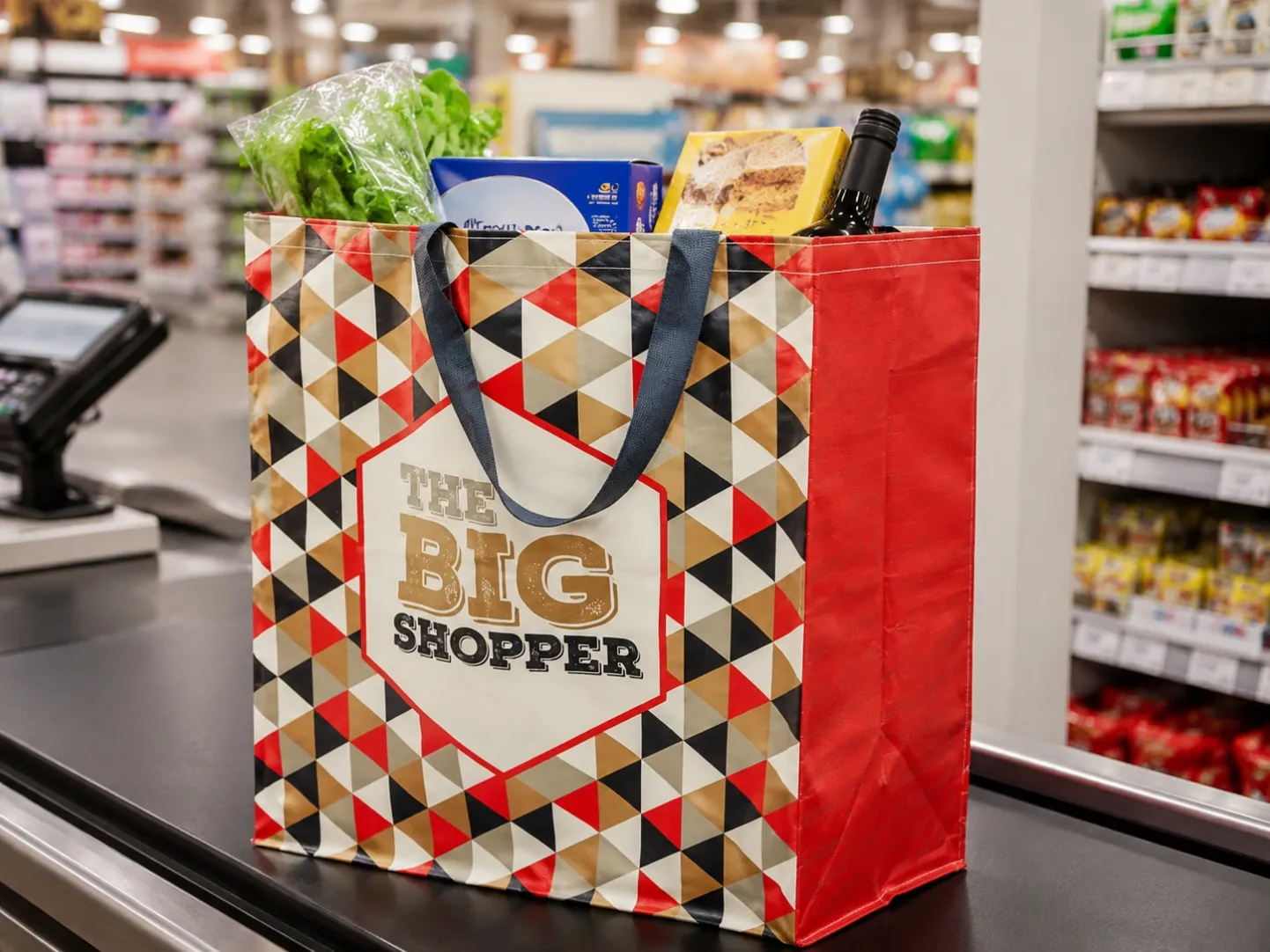 Custom reusable bags for retail, supermarkets and promotional applications