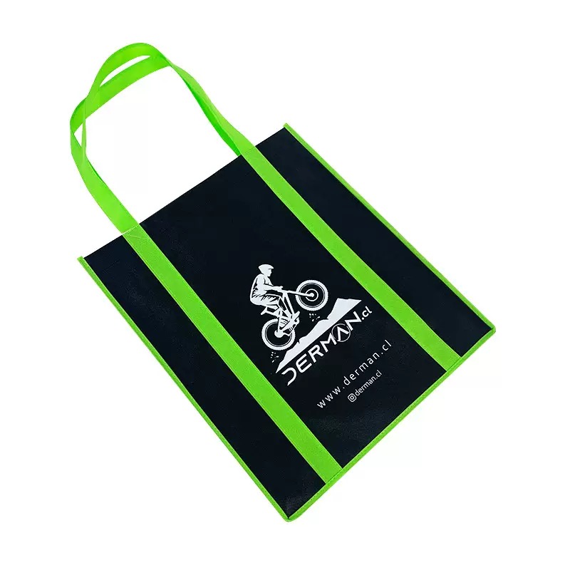 Custom non-woven tote bag with contrast handles and gusset structure