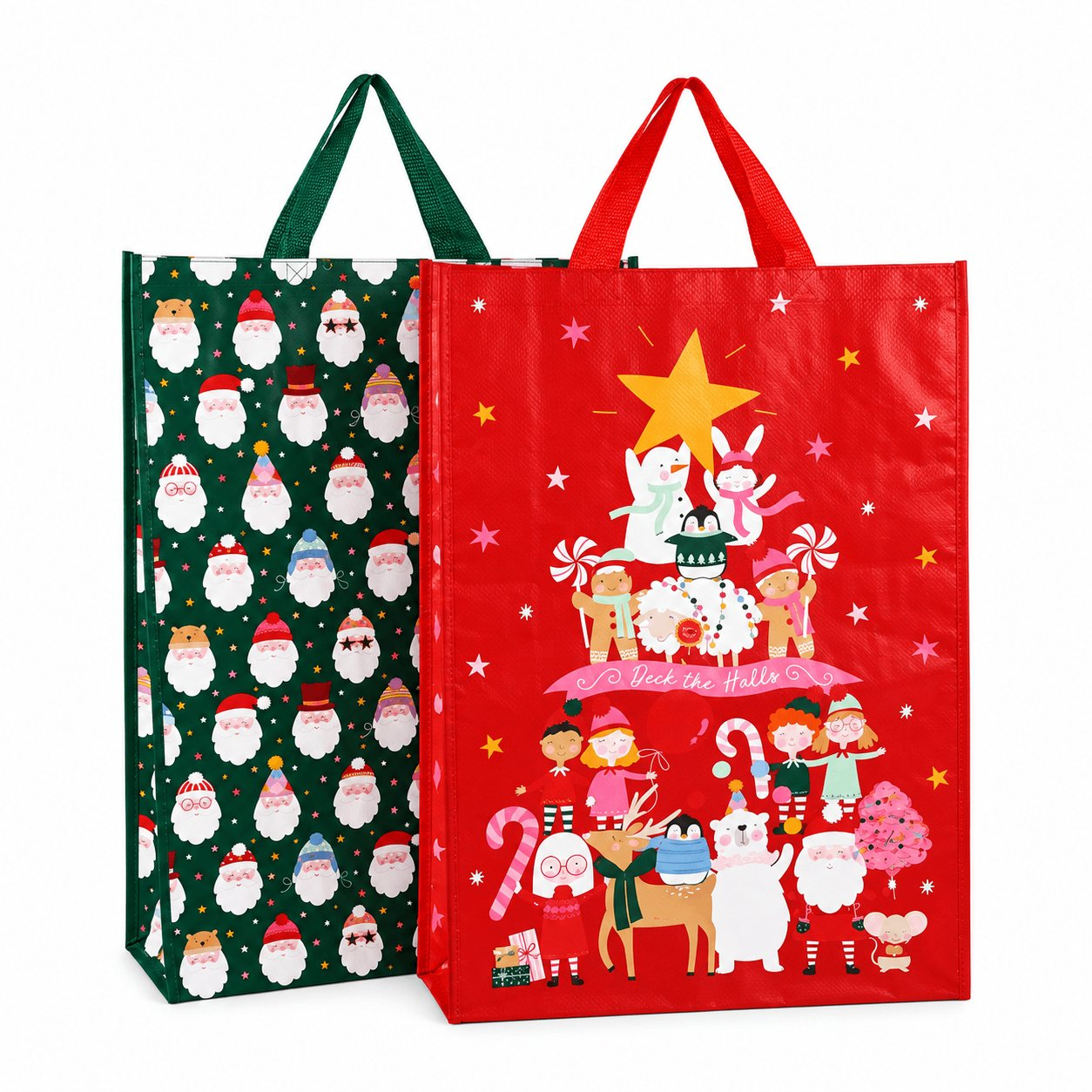 Custom laminated woven holiday shopping bag with full-color printing