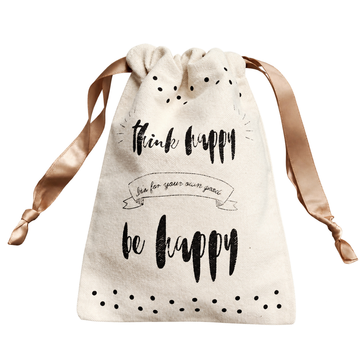Canvas drawstring gift bag with satin ribbon