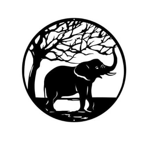 Cast iron elephant tree wall art ETREE01