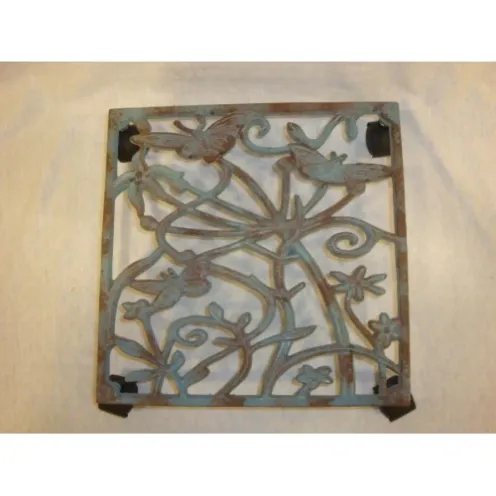 Cast iron square decorative floor grate, vintage floral hollow carving garden mat