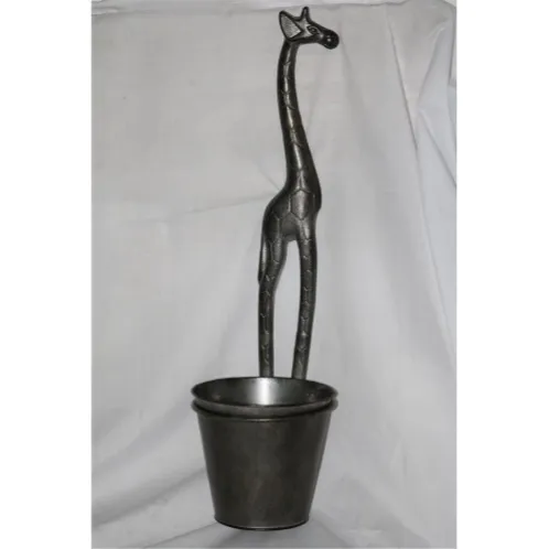 Cast iron giraffe statue planter pot, vintage animal garden ornament decor