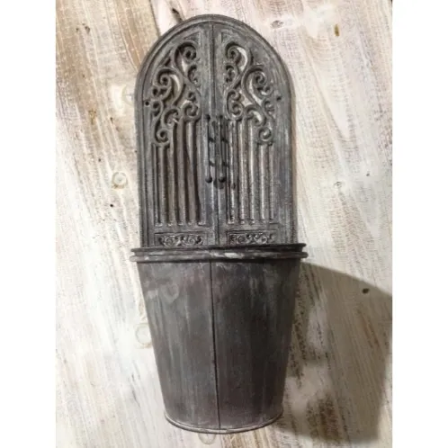 Cast iron decorative planter with antique gate relief carving, garden flower pot