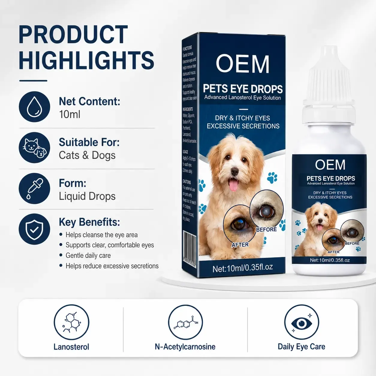 Pet eye care drops benefits for dogs and cats
