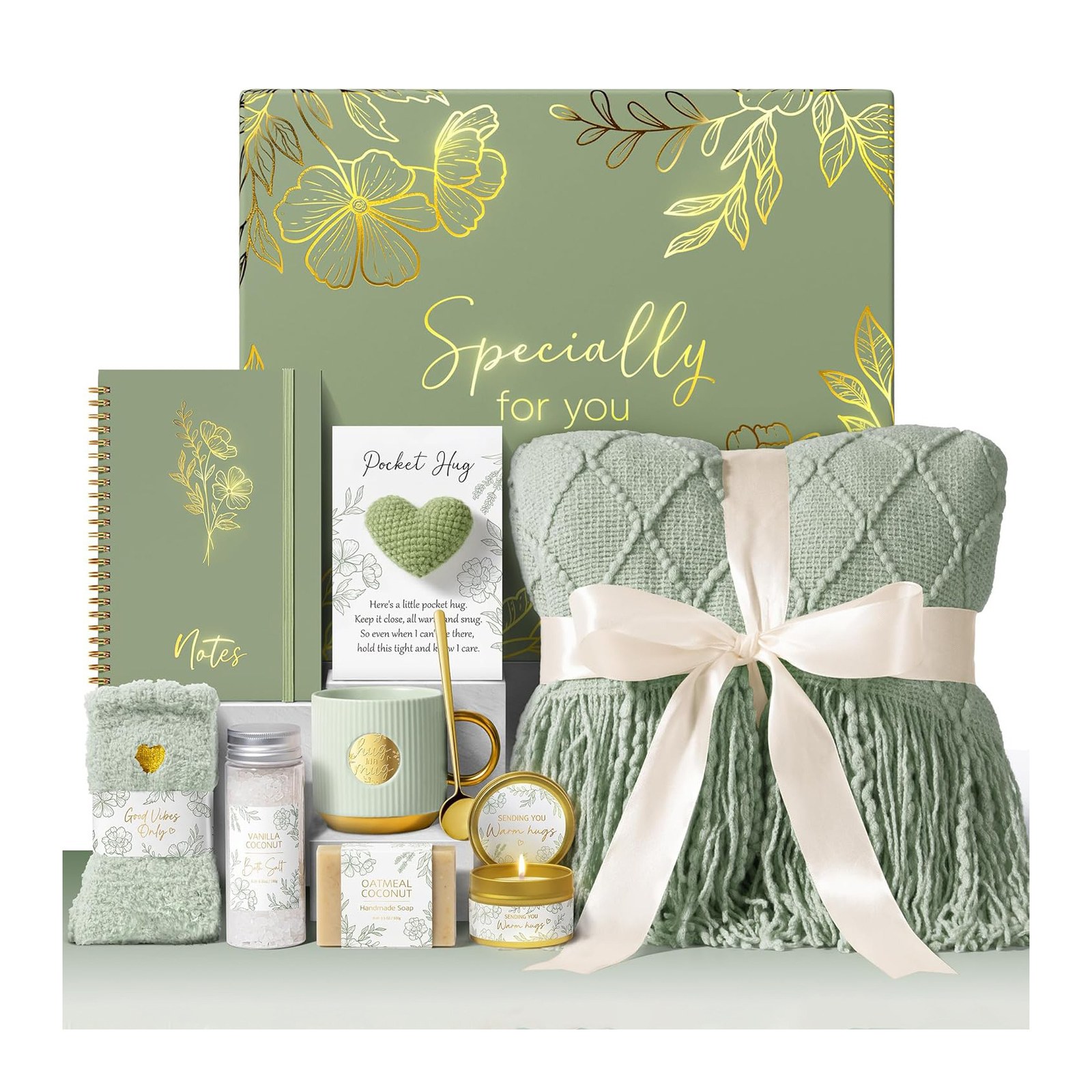 Cozy comfort gift set full collection studio shot on white background
