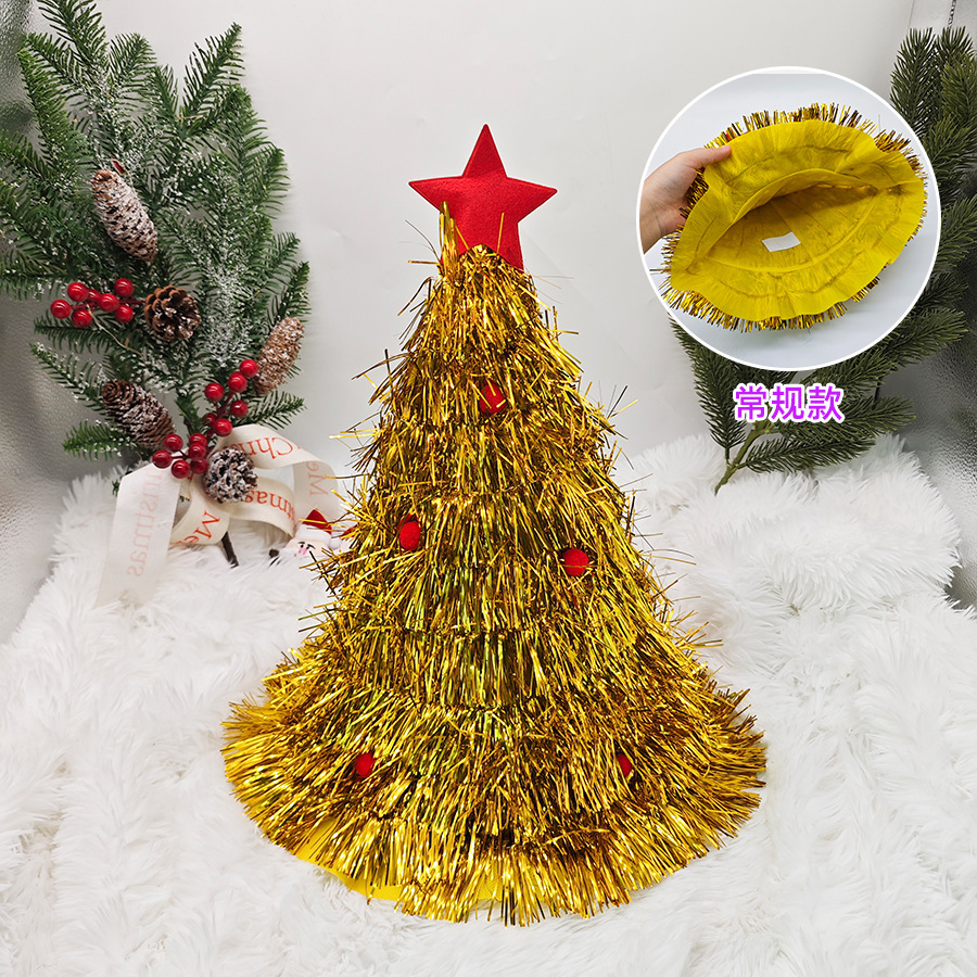 New style Christmas tree hat, green chive thread Christmas h