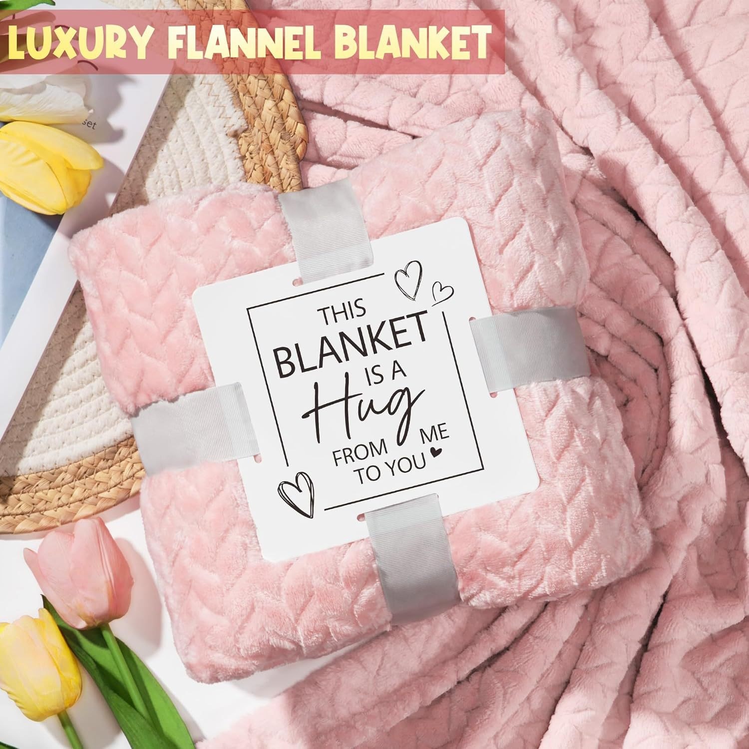 Luxury flannel blanket hug throw with message card from spa gift set