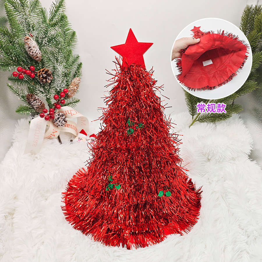 New style Christmas tree hat, green chive thread Christmas h