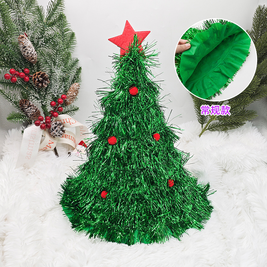 New style Christmas tree hat, green chive thread Christmas h